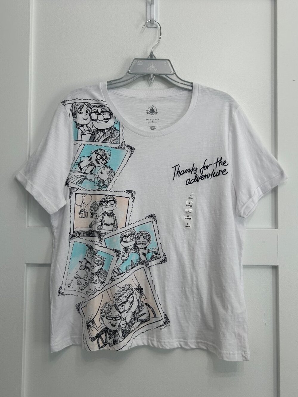Disney Pixar Up Carl & Ellie “Thanks for the Adventure” T-Shirt, Large, NWOT
